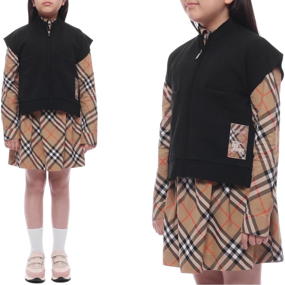 25SS 체크 라벨 울 혼방 케이프 (8101868 BLACK 25S)