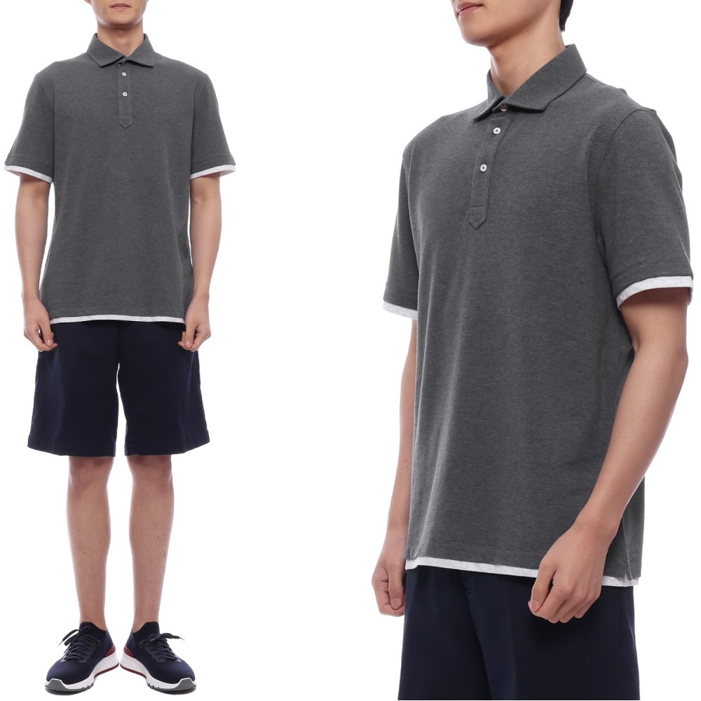 25SS Men's Faux Layered Polo Short Sleeve T-Shirt (ME8543966 CE610 25S)