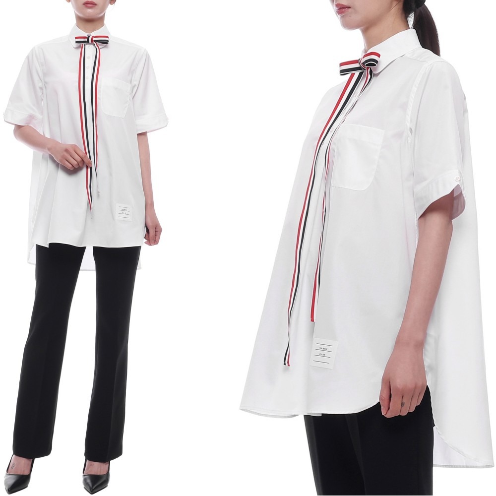 25SS 여성 RWB 보우 타이 블루종 반팔 셔츠 (FTU371G 03113 100 25S)