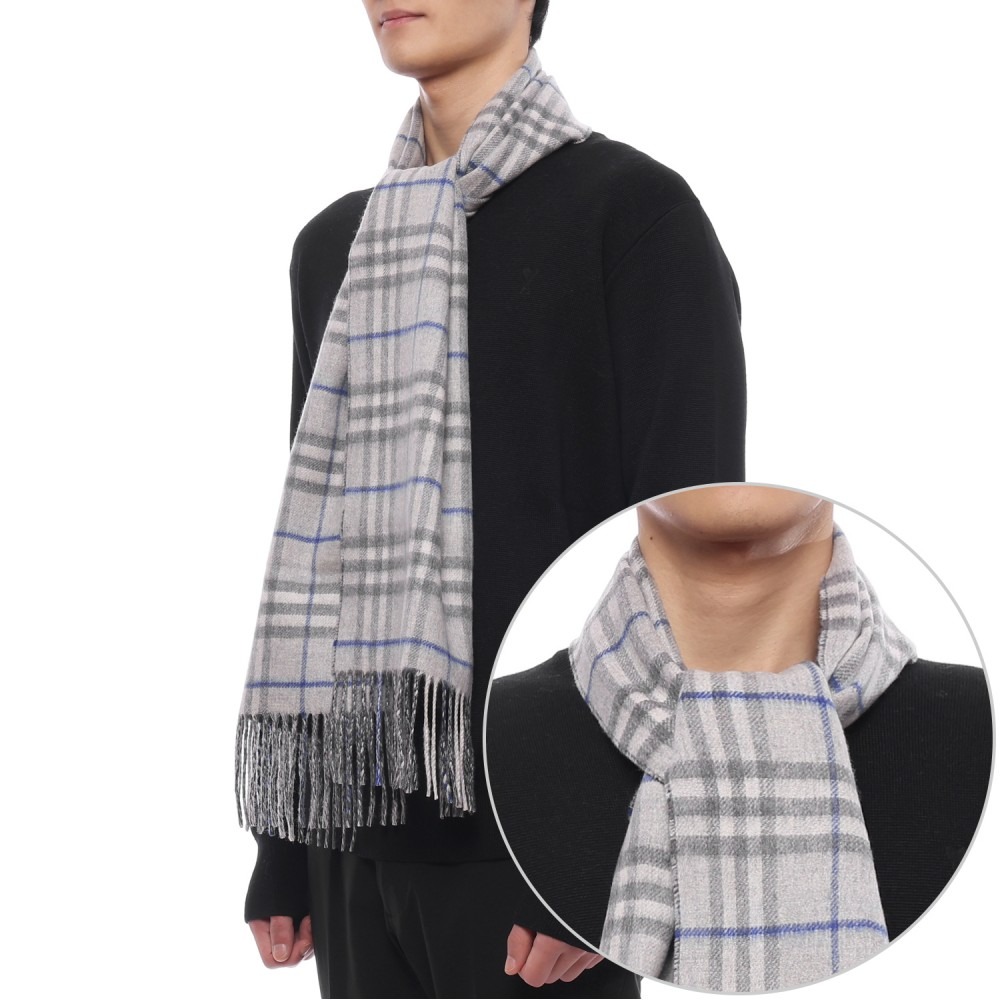 25FW 남성 리버시블 체크 캐시미어 머플러 (8095700 GREY OFF BLACK M 25F)