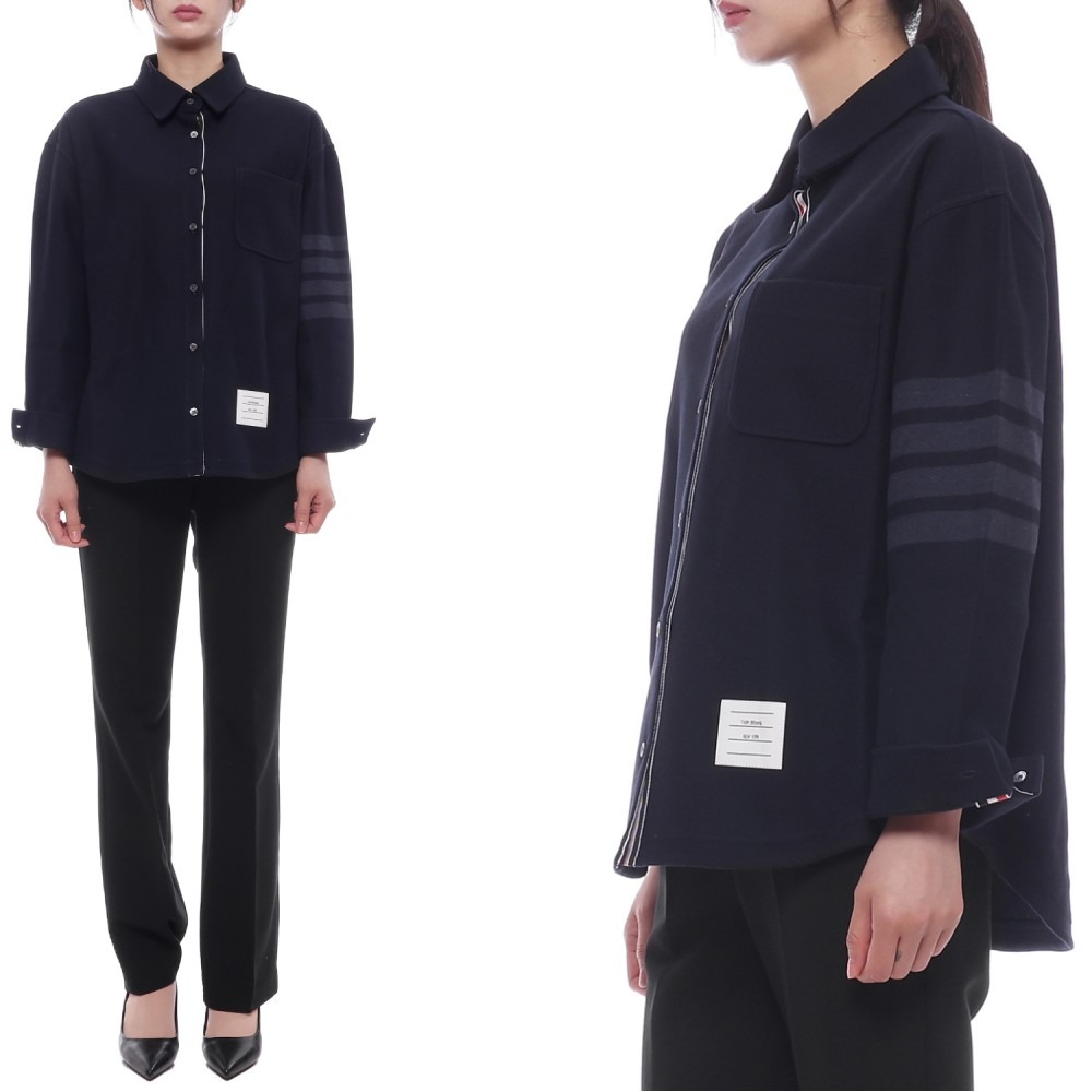 25FW 여성 사선 스트라이프 셔츠 재킷 (FJT247A 06772 415 25F)