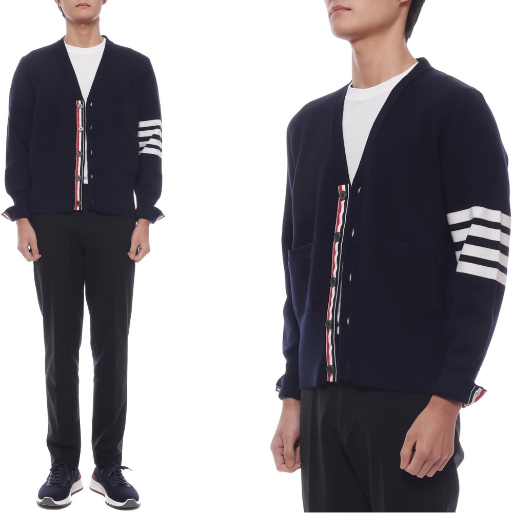 25FW 남성 사선 스트라이프 울 가디건 (MKC160A 00014 415 25F)
