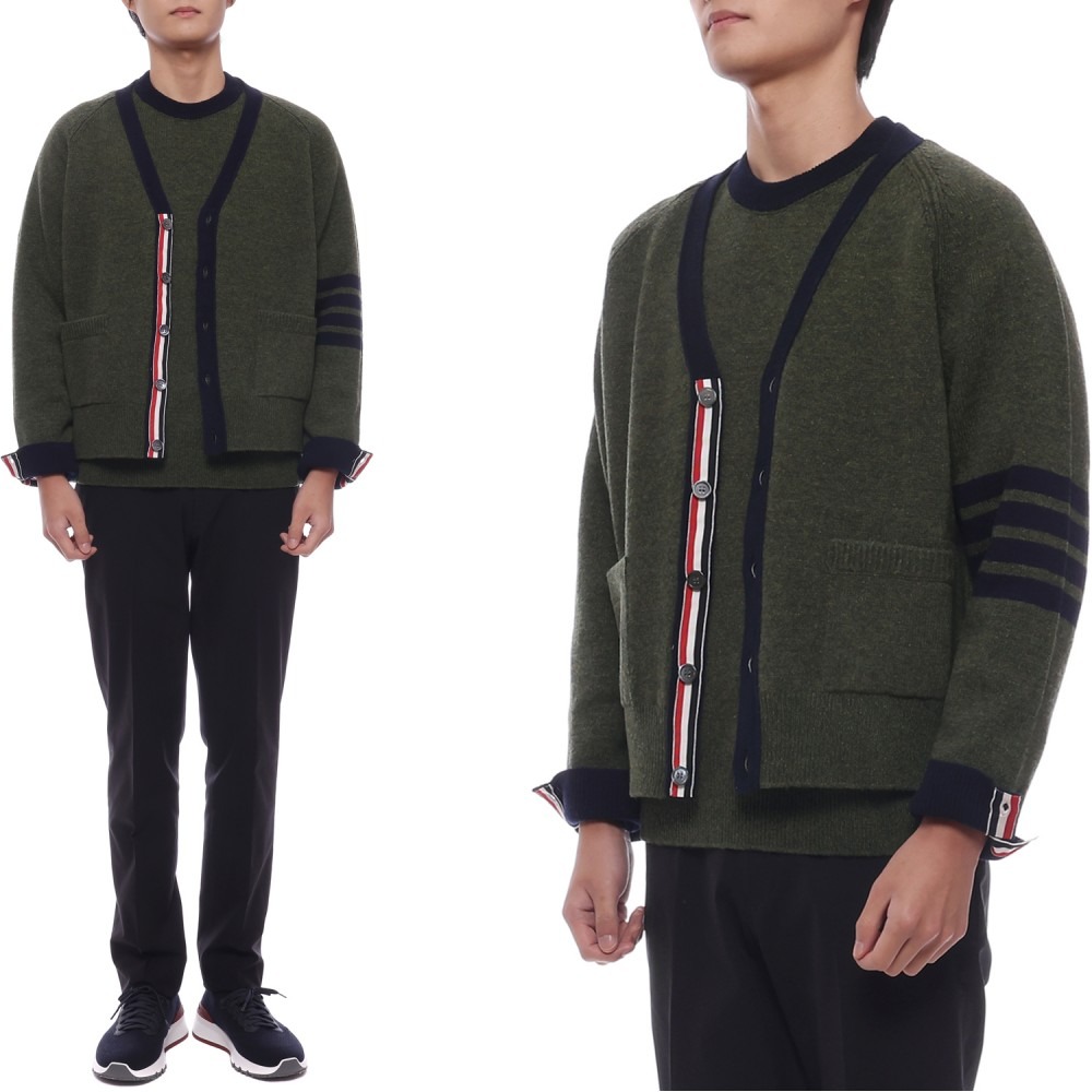 25FW 남성 사선 스트라이프 울 가디건 (MKC613B Y1026 310 25F)