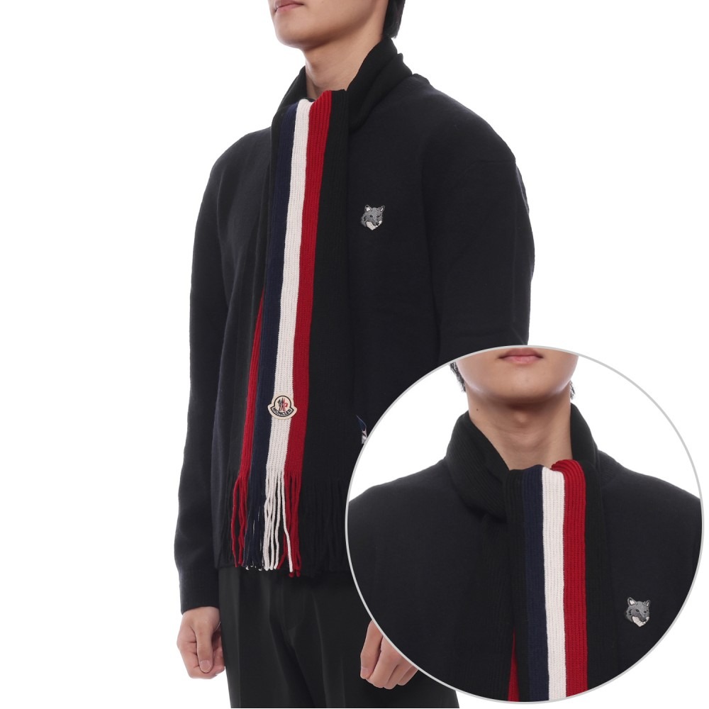 25FW 남성 로고 패치 트리콧 울 머플러 (3C00019 A9575 999 25F)