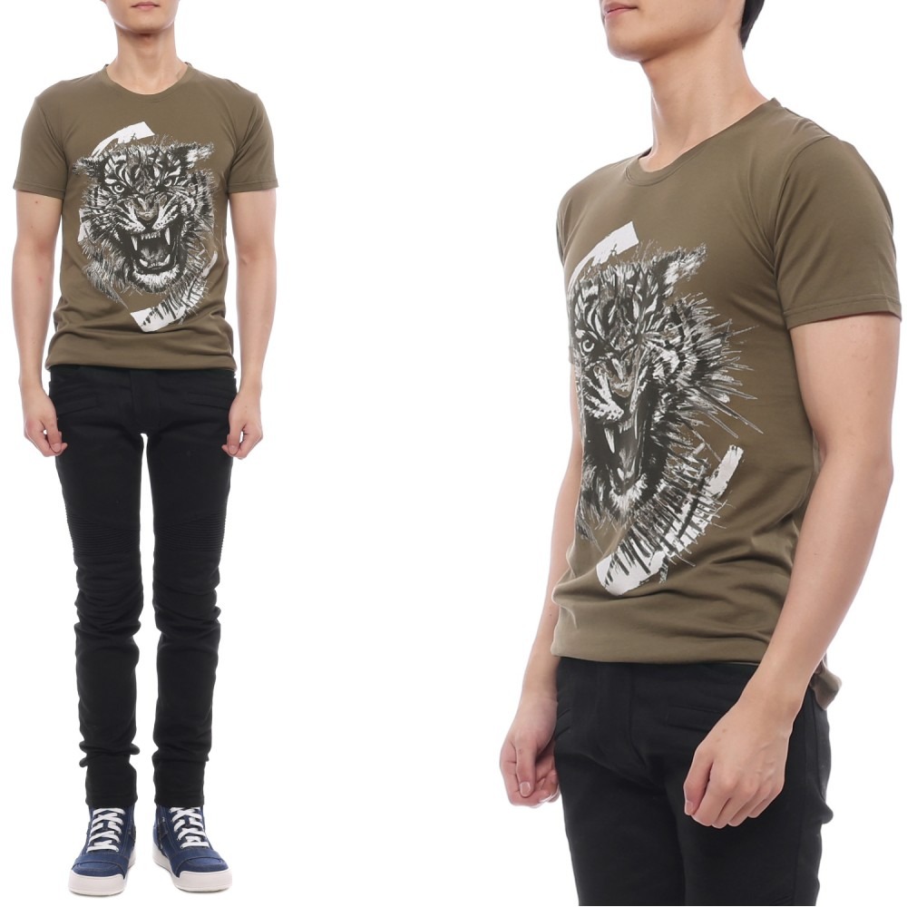 남성 타이거 프린트 반팔티셔츠 (S6HJ601I605 161)