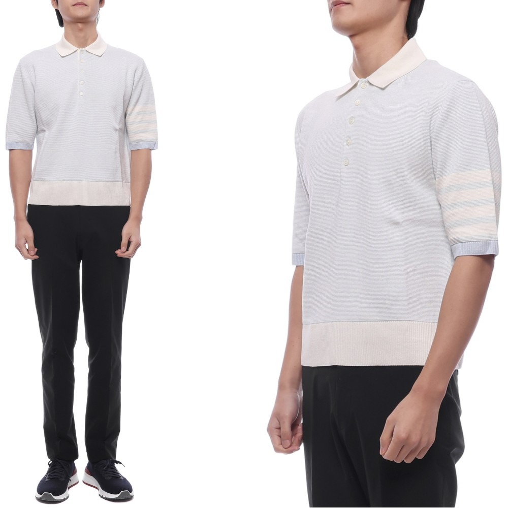 25FW 남성 사선 스트라이프 폴로 반팔티셔츠 (MKP146A Y6011 480 25F)