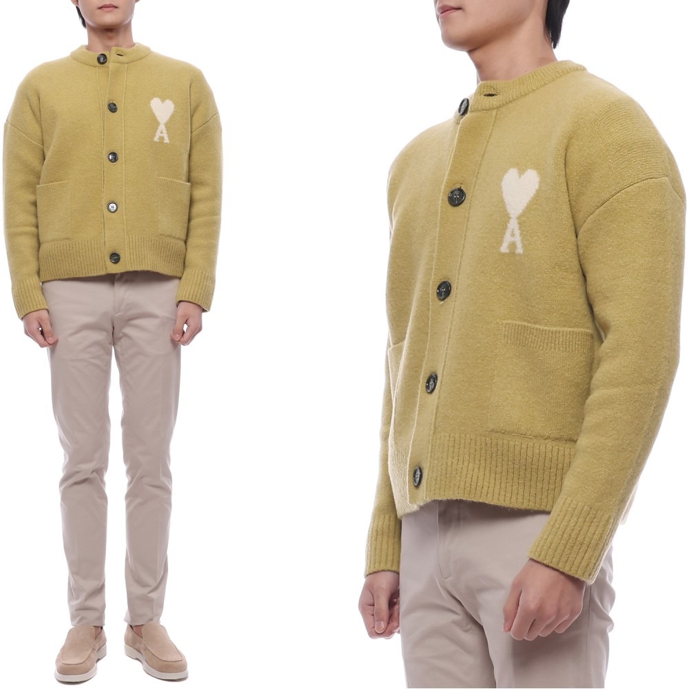25FW 남성 하트 로고 알파카 혼방 가디건 (UKC366 KN0135 3993 M 25F)