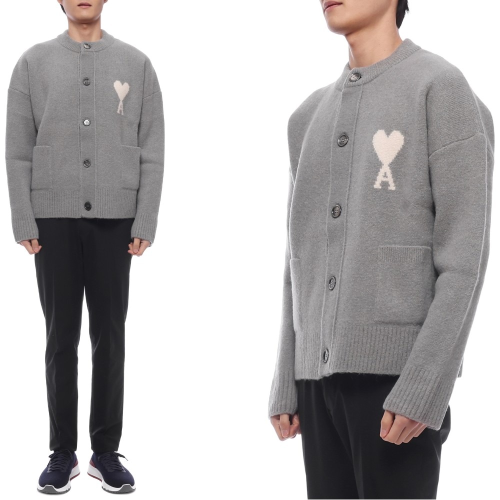 25FW 남성 하트 로고 알파카 혼방 가디건 (UKC366 KN0135 058 M 25F)