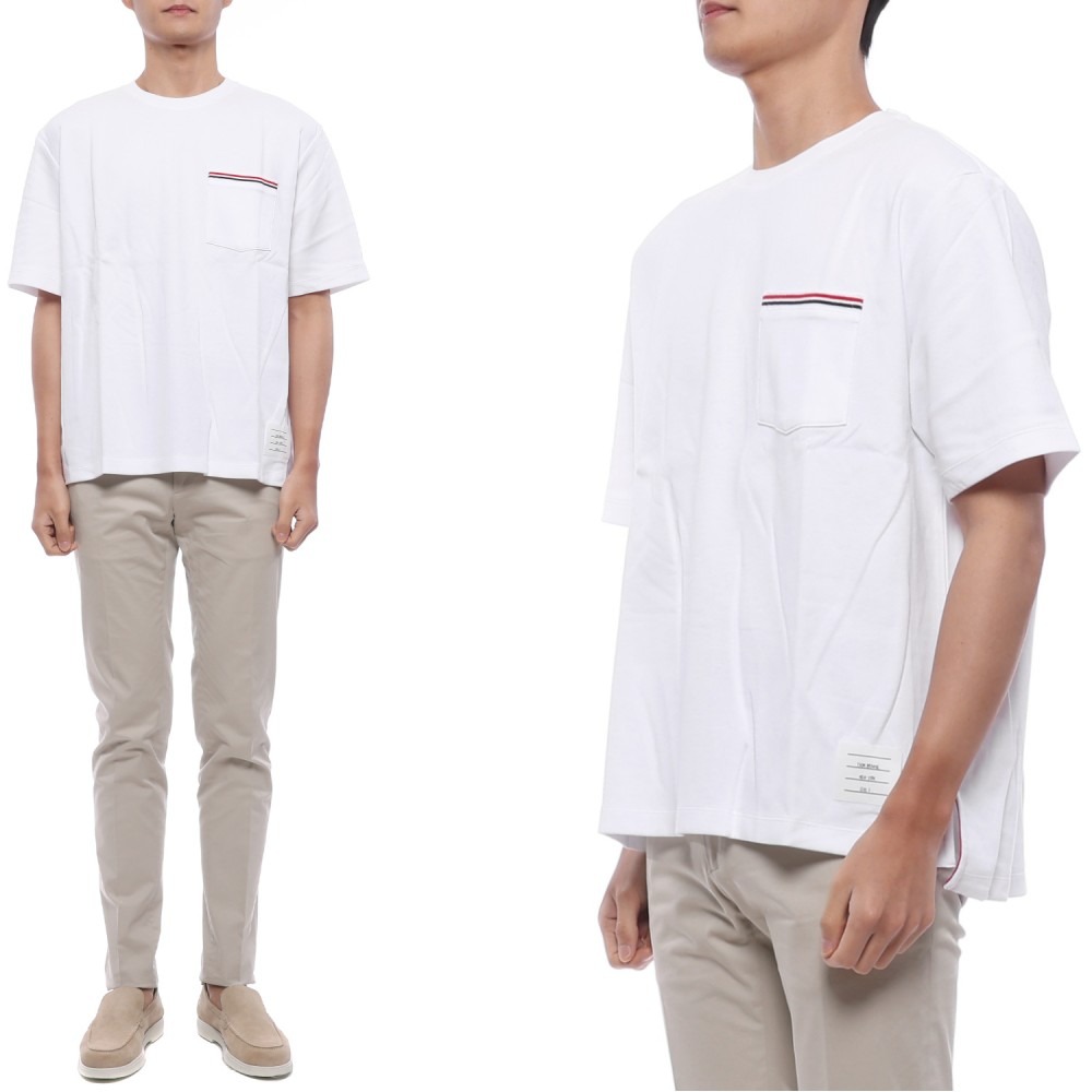 26SS 남성 삼선 포켓 반팔티셔츠 (MJS183A 07323 100 26S)