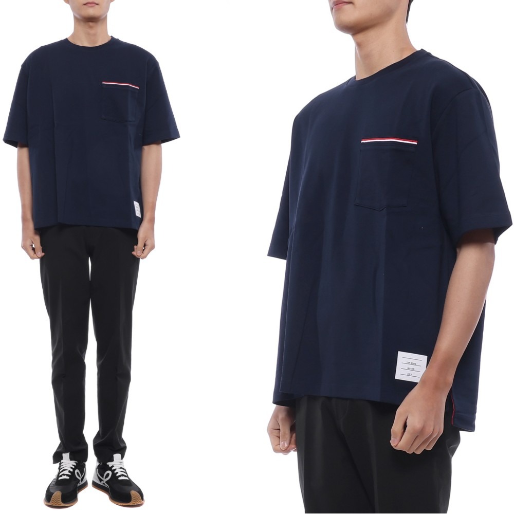 26SS 남성 삼선 포켓 반팔티셔츠 (MJS183A 07323 415 26S)