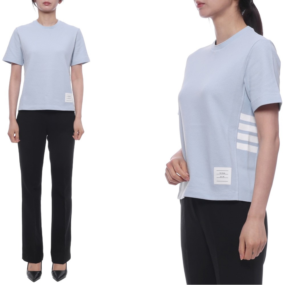 26SS 여성 사선 스트라이프 반팔티셔츠 (FJS207A 00050 480 26S)