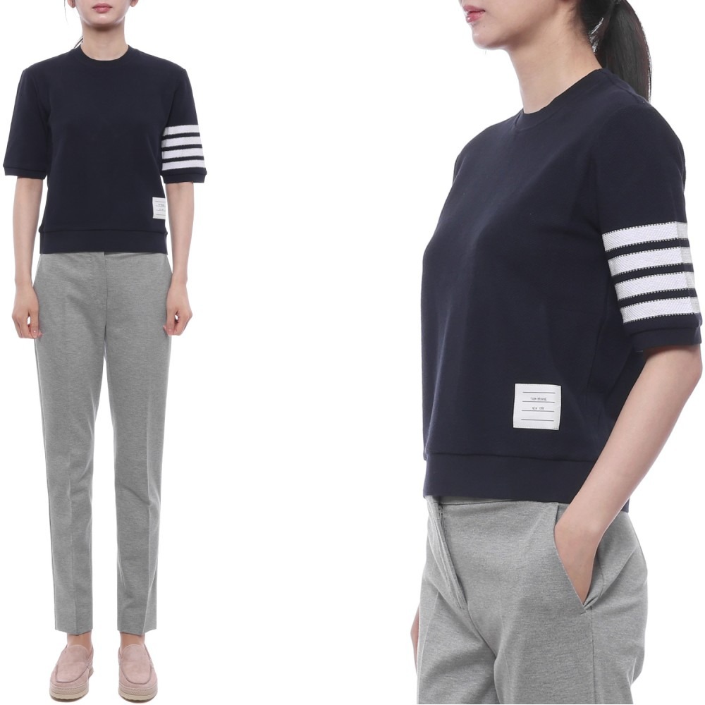 26SS 여성 사선 스트라이프 반팔티셔츠 (FJS222A J0248 415 26S)
