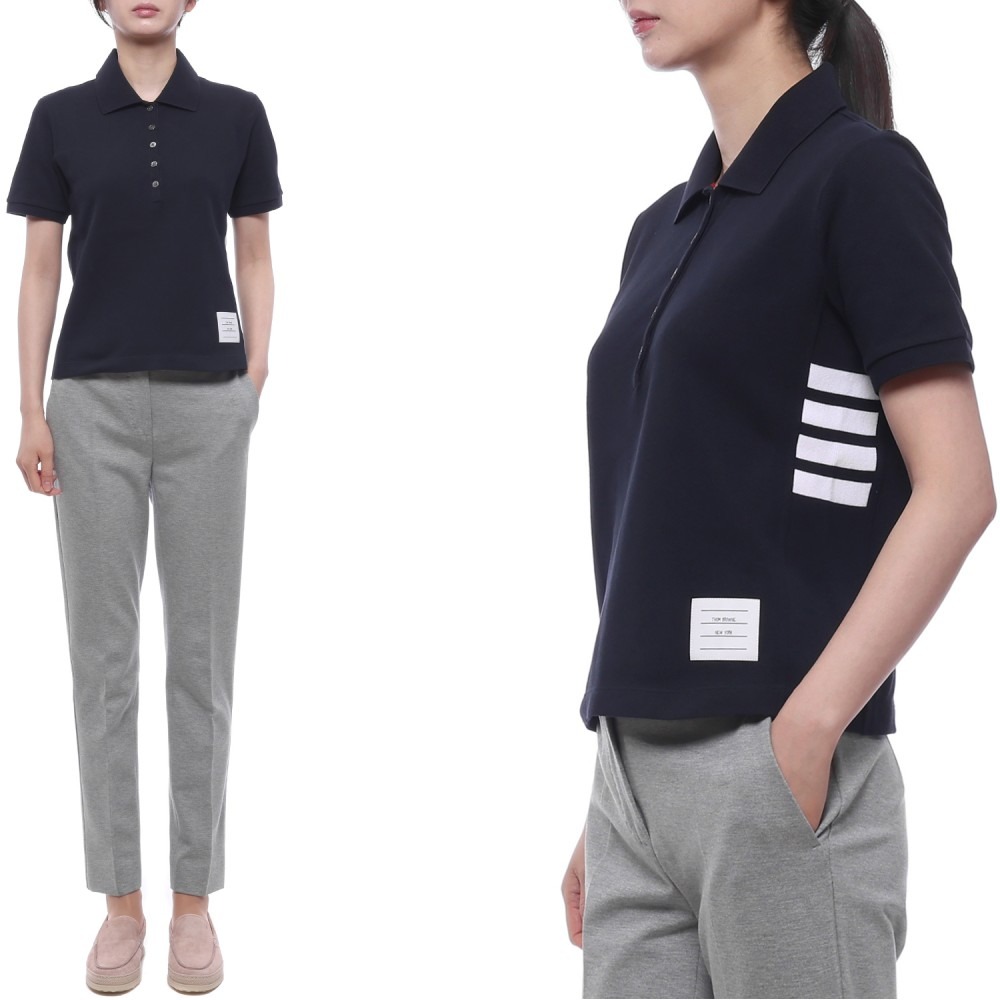 26SS 여성 사선 스트라이프 폴로 반팔티셔츠 (FJP107A 00050 415 26S)