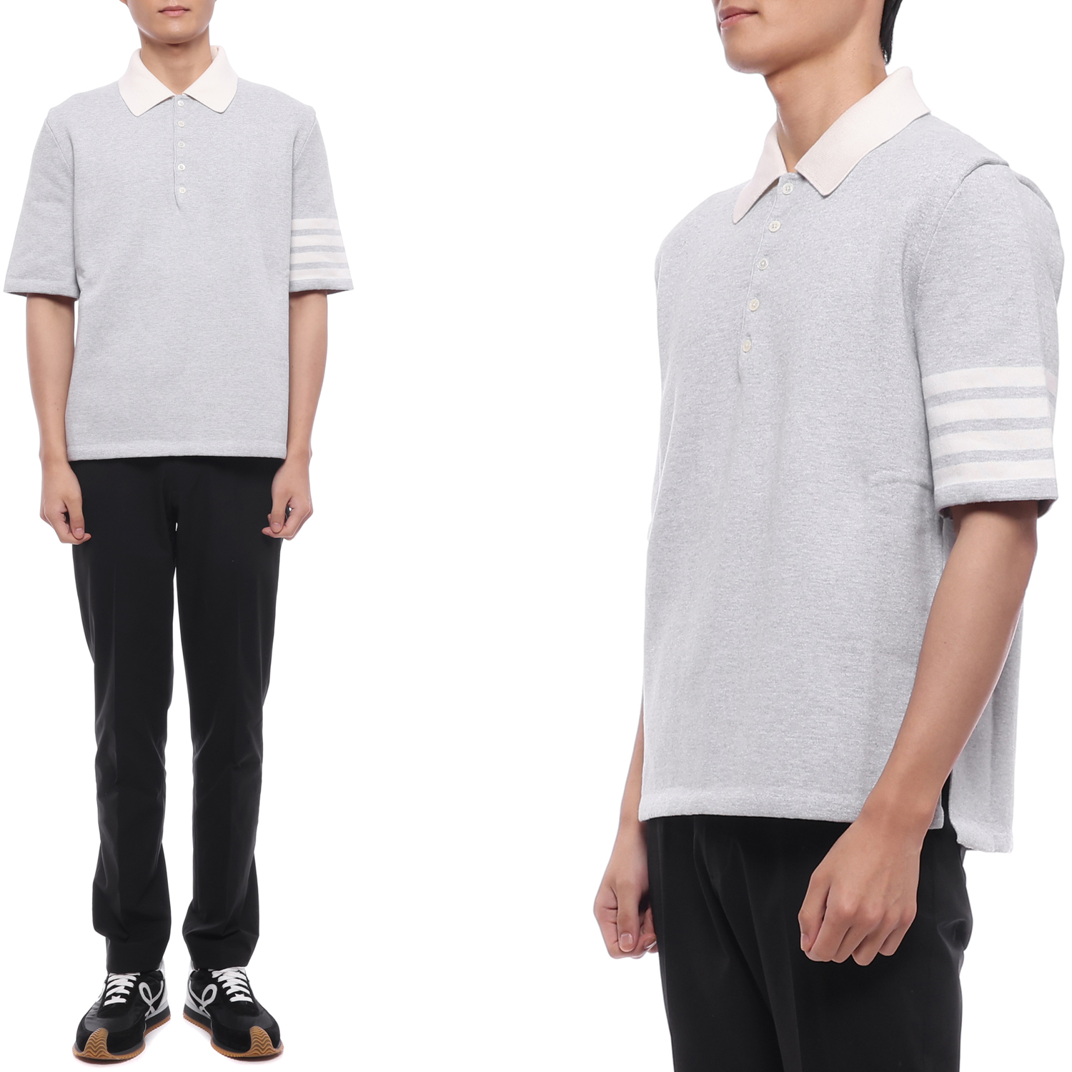 26SS 남성 사선 스트라이프 폴로 반팔티셔츠 (MKP158A Y3043 058 26S)