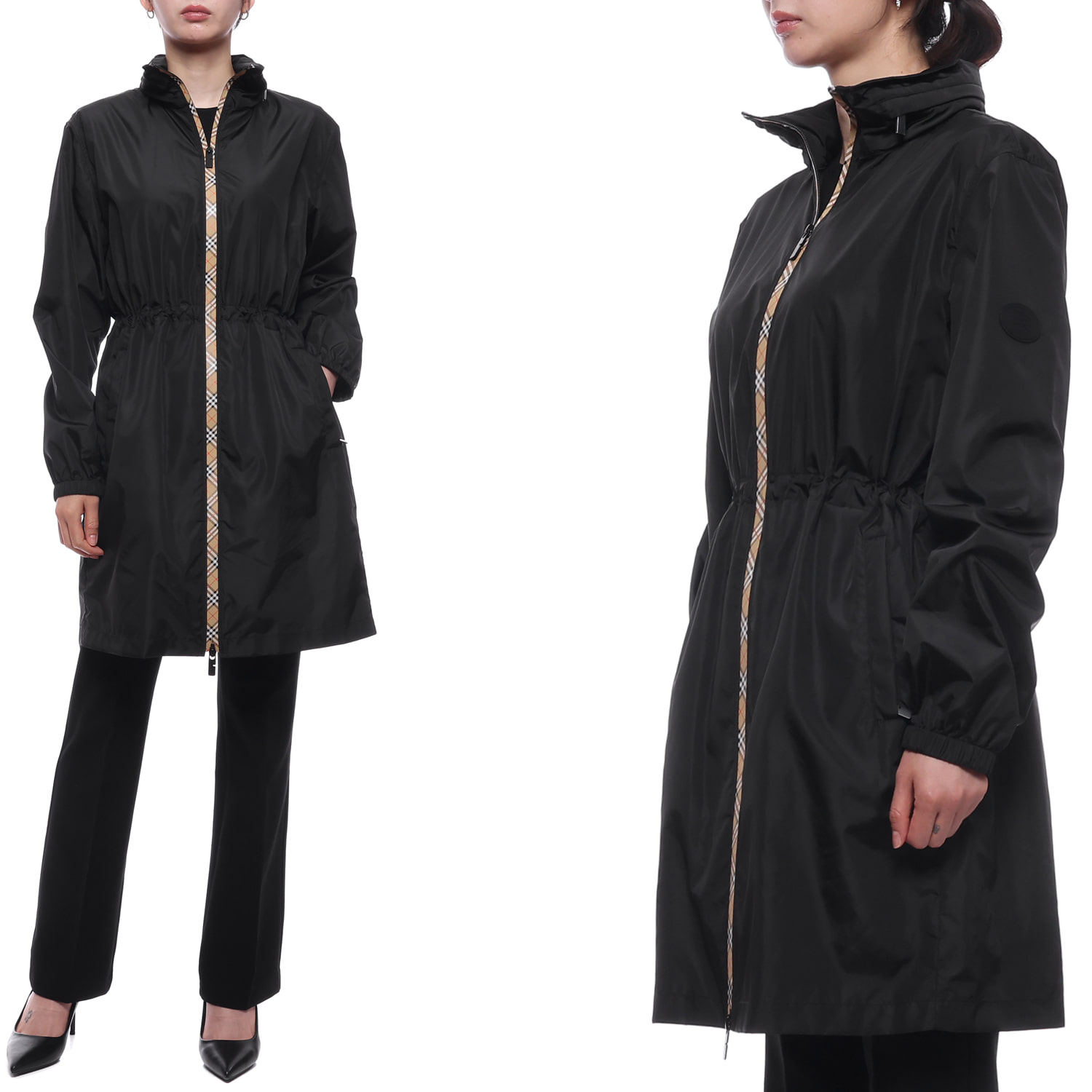 26SS 여성 체커 테이프 롱점퍼 (8110311 BLACK 26S)