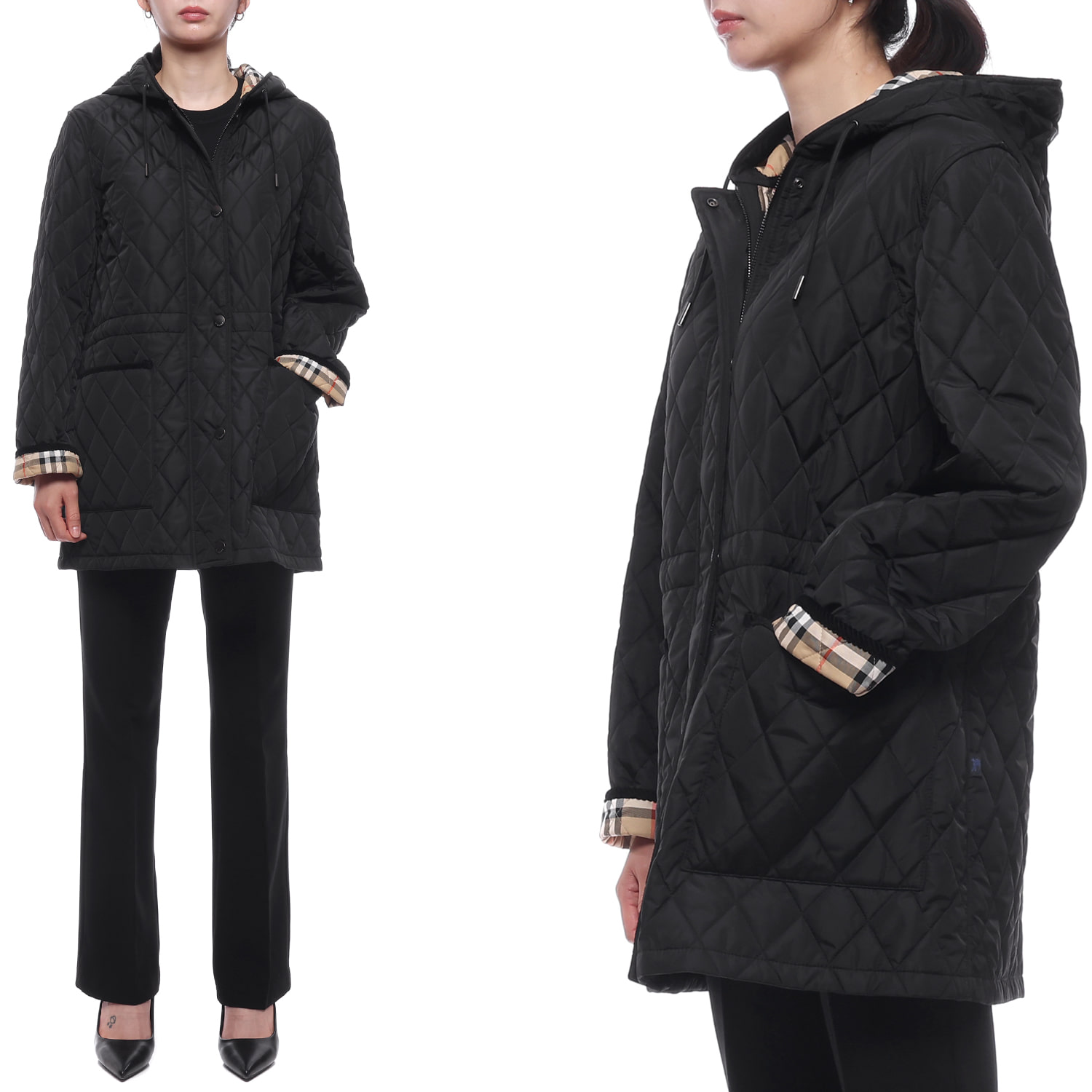 26SS 여성 퀼팅 후드 재킷 (8110531 BLACK SAND 26S)