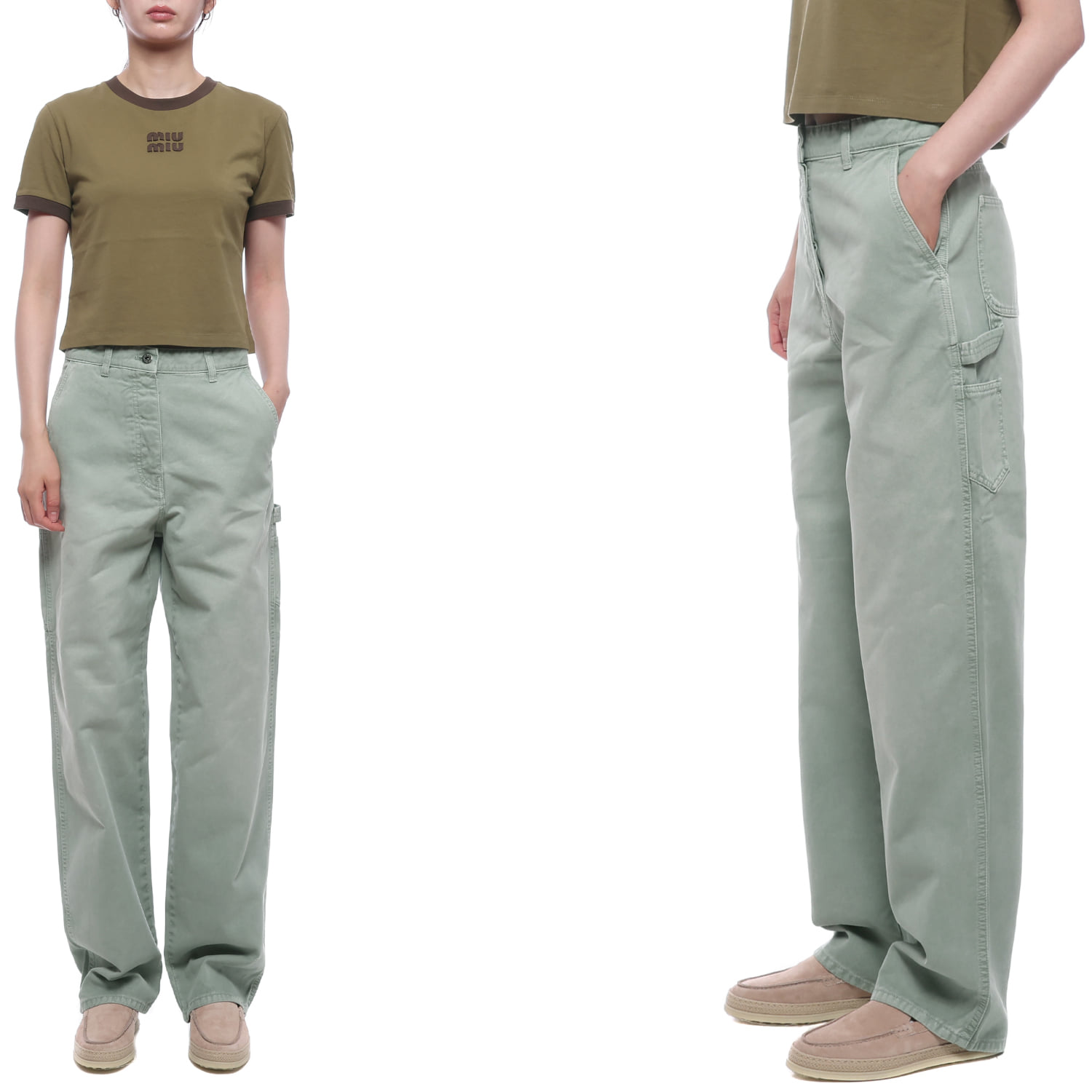 26SS 여성 로고 자수 개버딘 팬츠 (MP1723 1350 F0089 S AM1 26S)