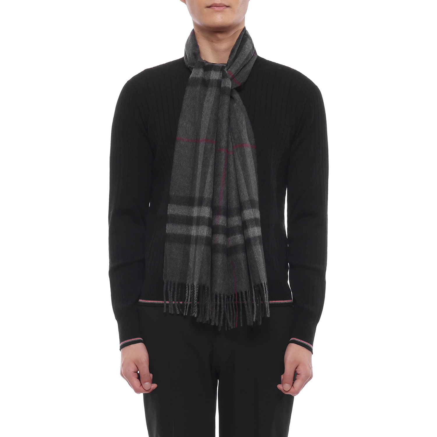26FW 남성 체크 캐시미어 머플러 (8077880 CHARCOAL GREY M 26F)
