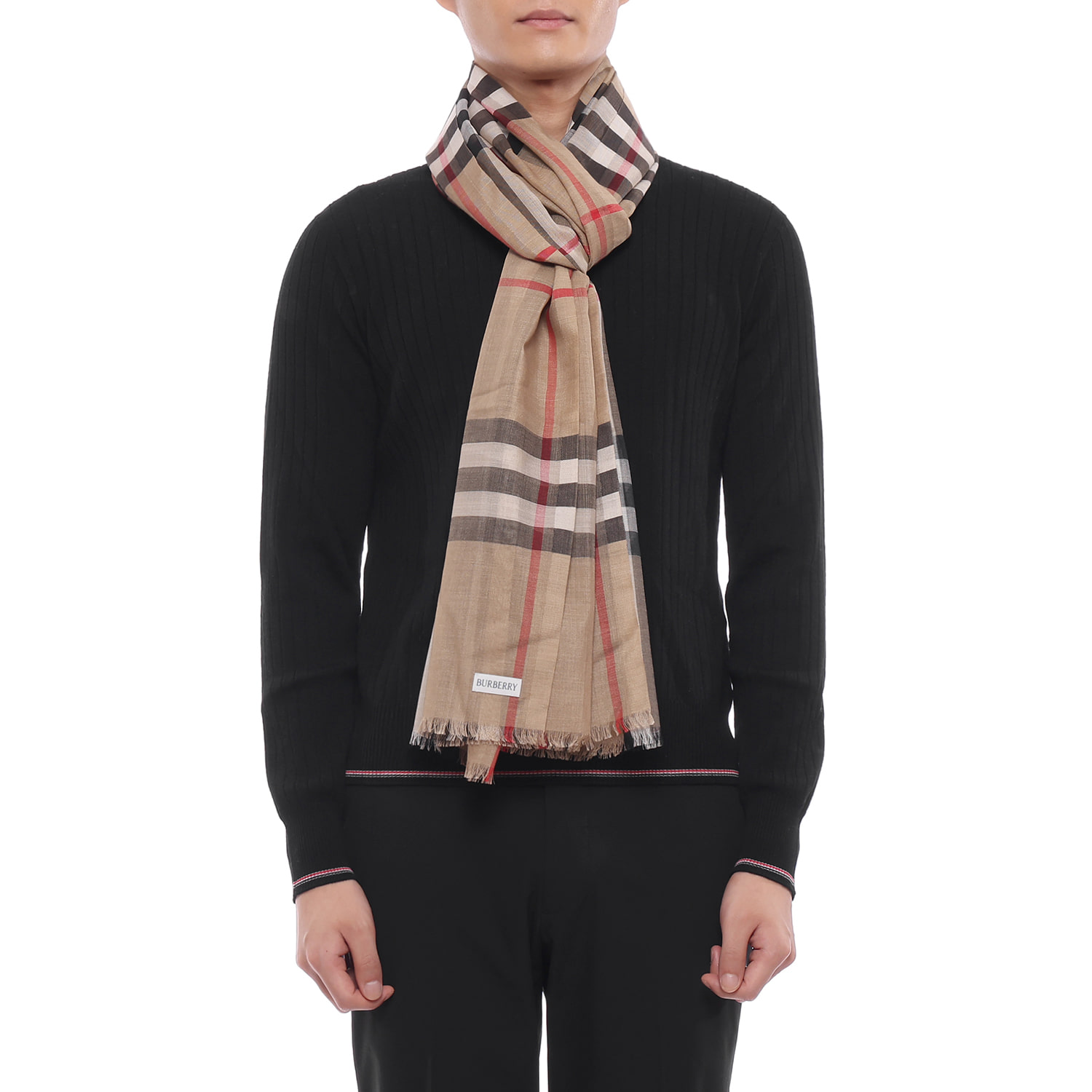 26FW 남성 체크 울 실크 머플러 (8078779 ARCHIVE BEIGE M 26F)