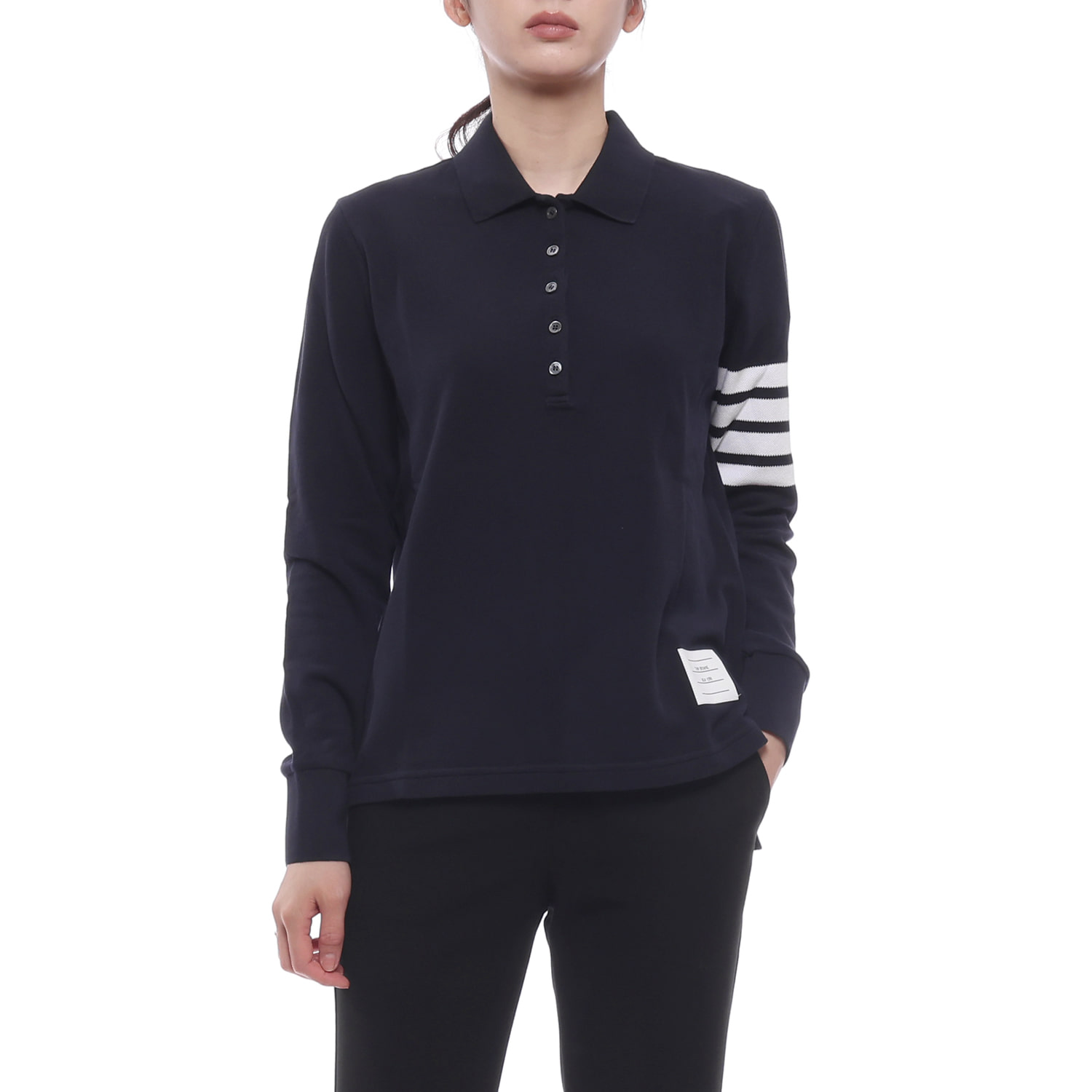 26FW 여성 사선 스트라이프 폴로 긴팔티셔츠 (FJP053G 07976 415 26F)