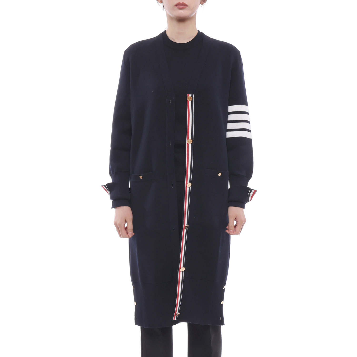 26FW 여성 사선 스트라이프 롱 가디건 (FKC289A 00014 415 26F)