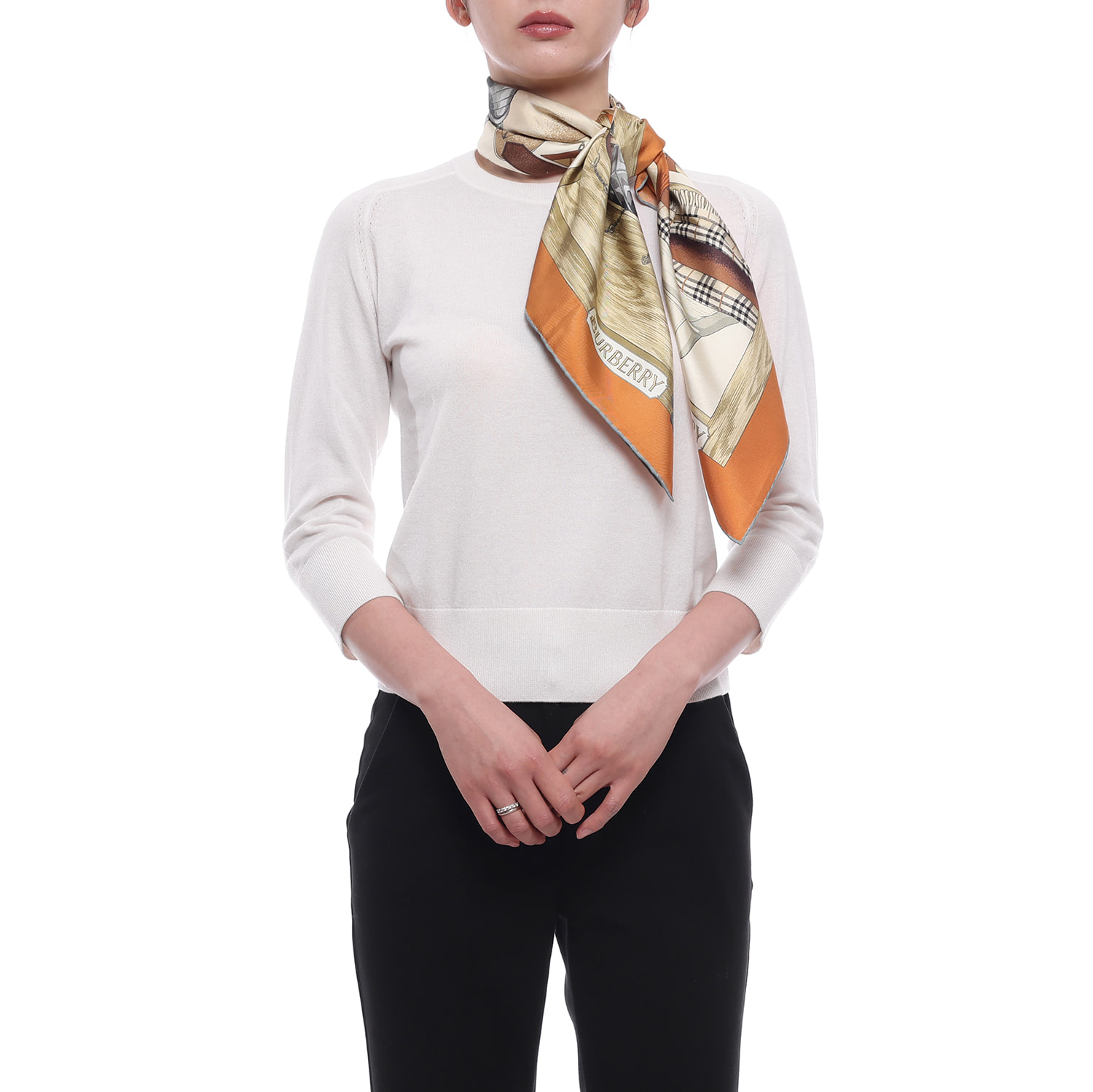 26FW 여성 워드로브 실크 스카프 (8125643 PUMPKIN ORANGE 26F)