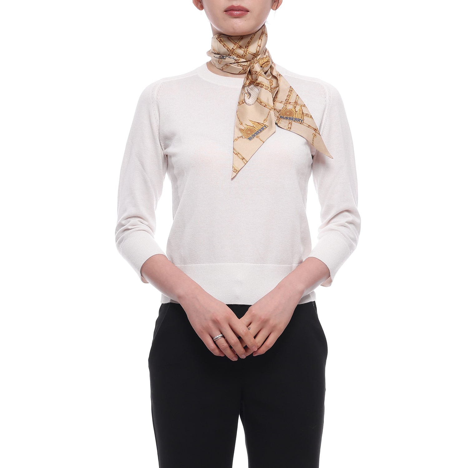 26FW 여성 체크 실크 스키니 스카프 (8126958 FINCH BROWN 26F)