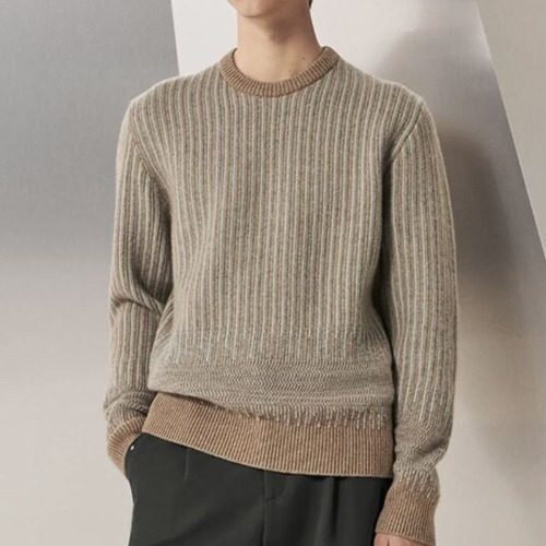 HERMES Sweater Crew Neck Sky 블루 브라운