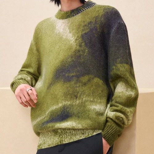 에르메스 스웨터 캐시미어 레플레 에퀘스트 크루넥 스웨터 그린