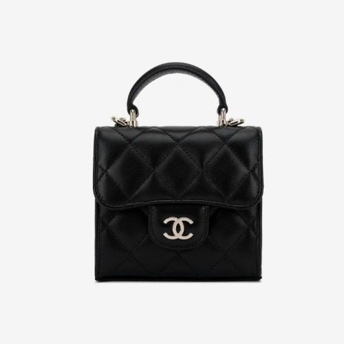 CHANEL Handle Mini Chain Lambskin Gold-Tone Cross Black