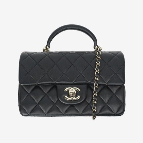 CHANEL Lambskin Mini ํ๋ฉ๋ฐฑ Gold-Tone Chain Cross Black