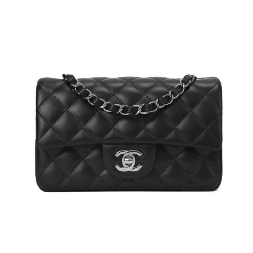 CHANEL Classic 플랩백 Lambskin Black 은장 Mini