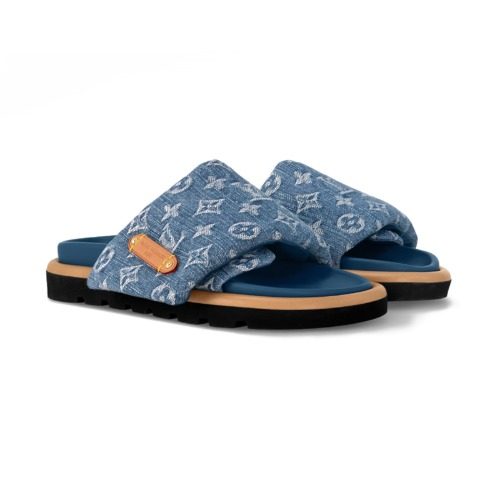 LOUIS VUITTON Flat Mules 풀 필로우 Denim 컴포트 Sandals