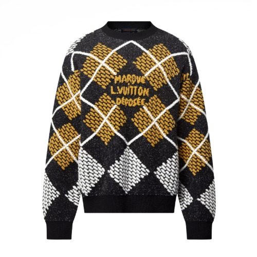 LOUIS VUITTON Knit μκ°μΌ Motif Wool Blend Pullover μλ‘μ° κ·Έλ μ΄