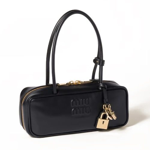 미우 미우 Calfskin 보 Bag Black Small