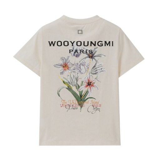 우영미 Flower 백로고 Short Sleeve T-Shirt 아이보리
