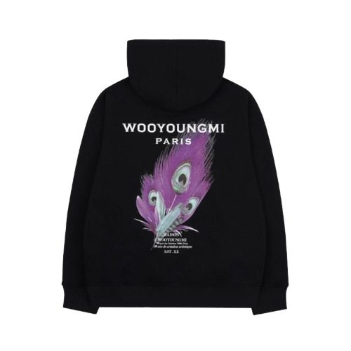 우영미 Feather 백로고 Hoodie Sweatshirt Black