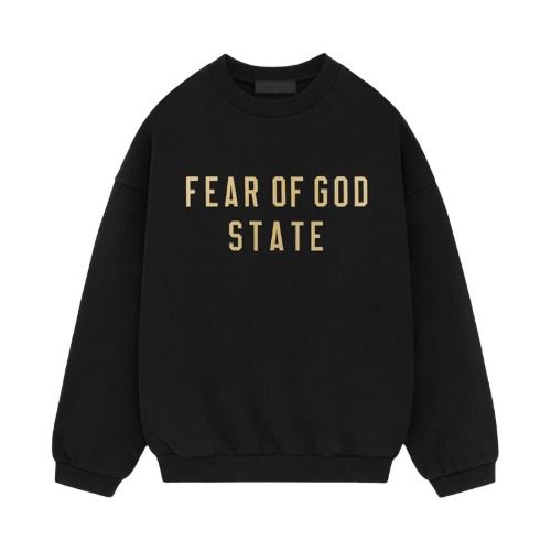 ํผ์ด ์ค๋ธ ๊ฐ Essential Fleece ์คํ
์ดํธ Crew Neck Sweatshirt Black