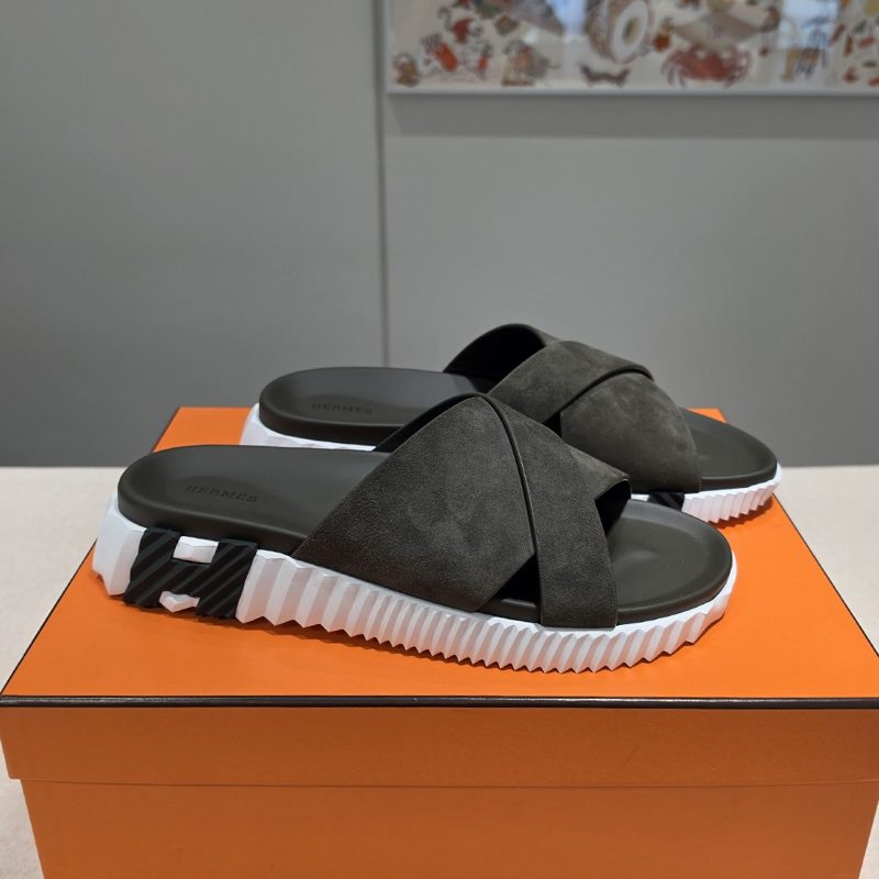 HERMES 인프라 Sandals Suede Calfskin 카키 H 카키