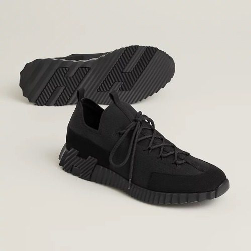 HERMES 리프트 Slip-On Sneakers Knit Calfskin 올블랙 H Black