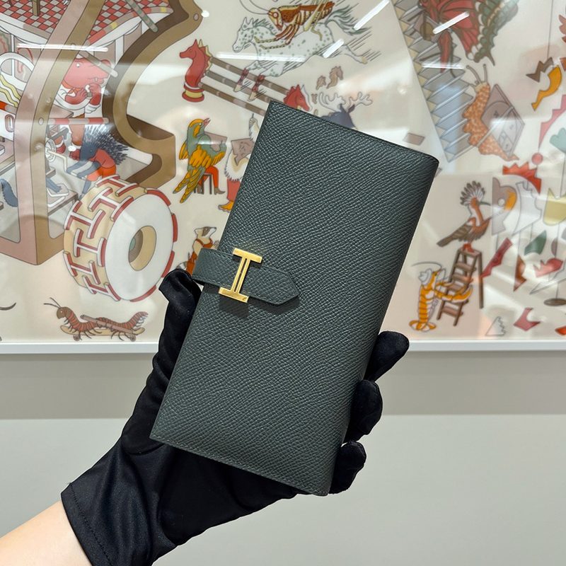 HERMES λ² μ Long Wallet μ±μ‘ Calfskin λ§κ·Έλ‘λΈ&Gold νλμ¨μ΄