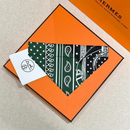 HERMES 반려견 반다나 Small Size 그린 Black
