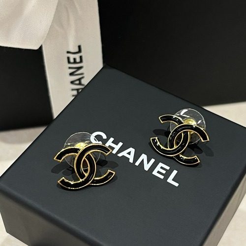 CHANEL 귀걸이 / Black Gold Two-Tone Earrings