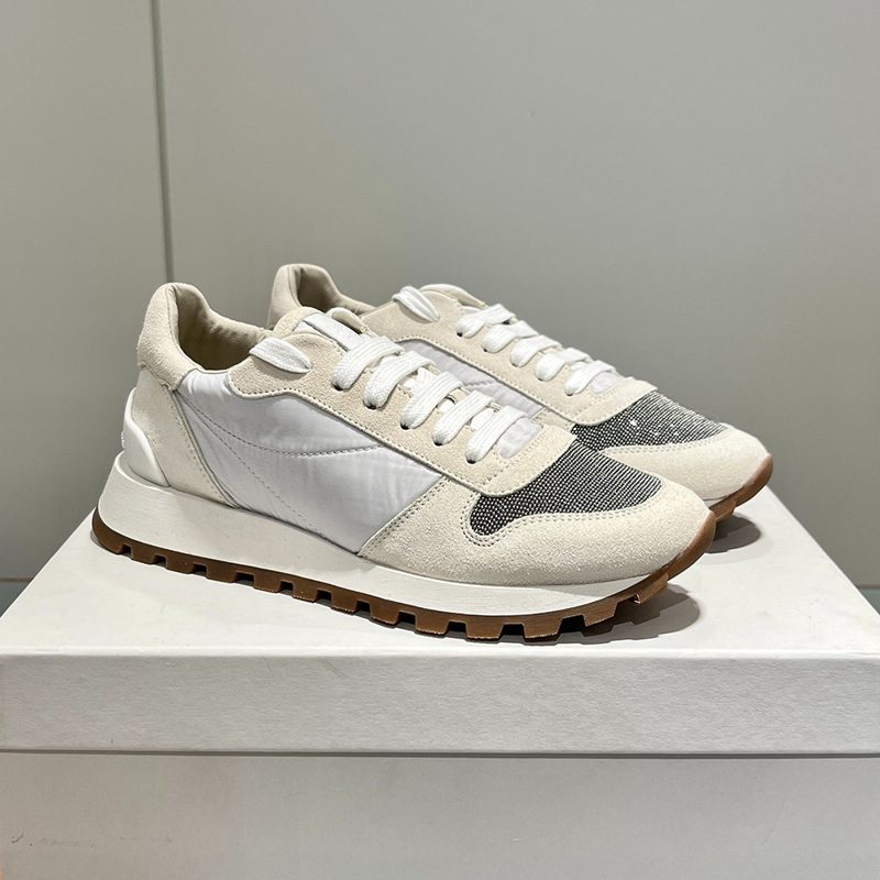브루넬로 쿠치넬리 프레셔스 토 Suede 테크노 Fabric Runner White