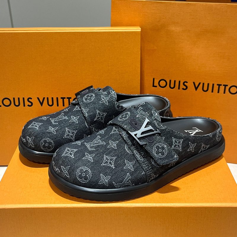 LOUIS VUITTON Sandals Denim LV Monogram Easy Mules Black