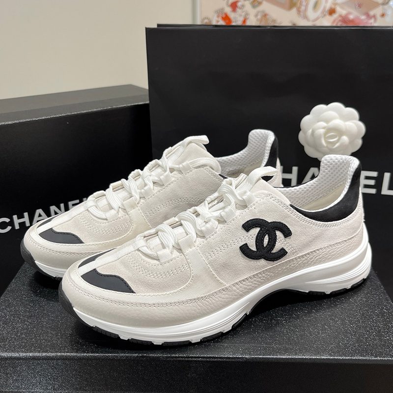 CHANEL Suede Fabric λ°λν Sneakers White