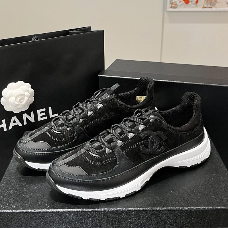 CHANEL Suede Fabric λ°λν Sneakers Black