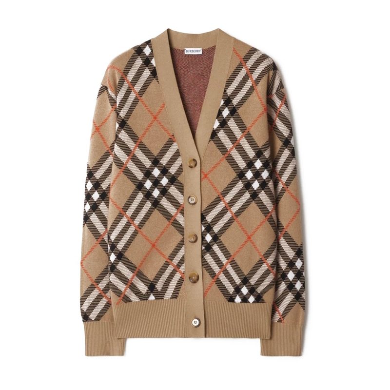 BURBERRY Check Wool Mohair Blend Cardigan μλ