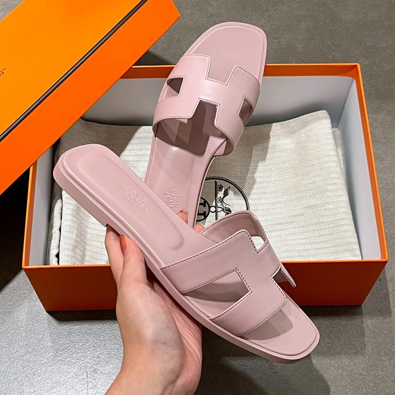 HERMES Calfskin 오란 Sandals Rose 캉캉