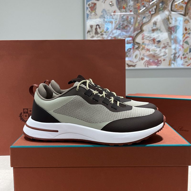 로로피아나 Suede Calfskin 위크엔드 워크 Sneakers 카키 브라운